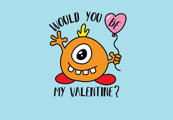 Would You Be My Valentine Cute Monster